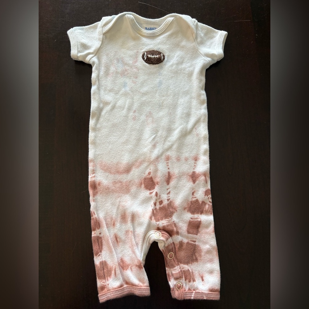 Rabbit Skins Football Bodysuit in White and Brown NWOT